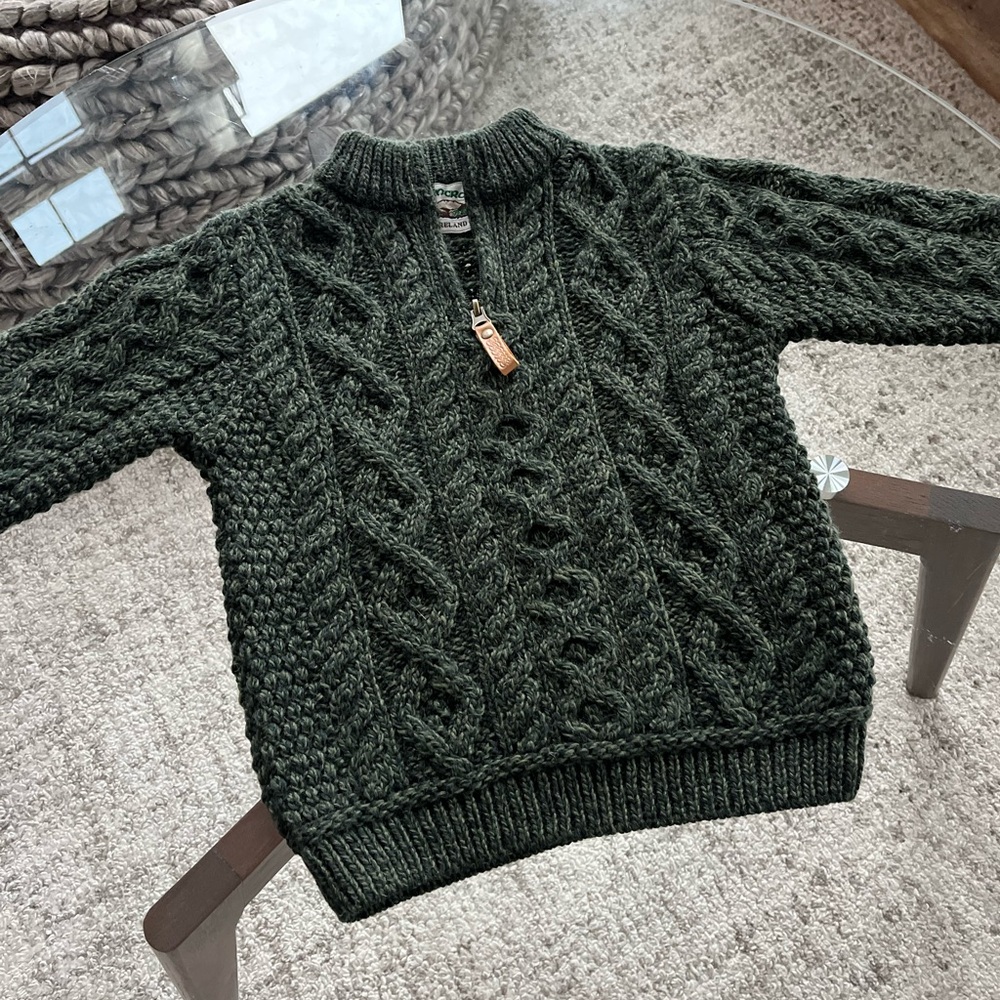 Vintage Aran Crafts Boy's Irish Cable Knitted Merino Wool Cottagecore Sweater